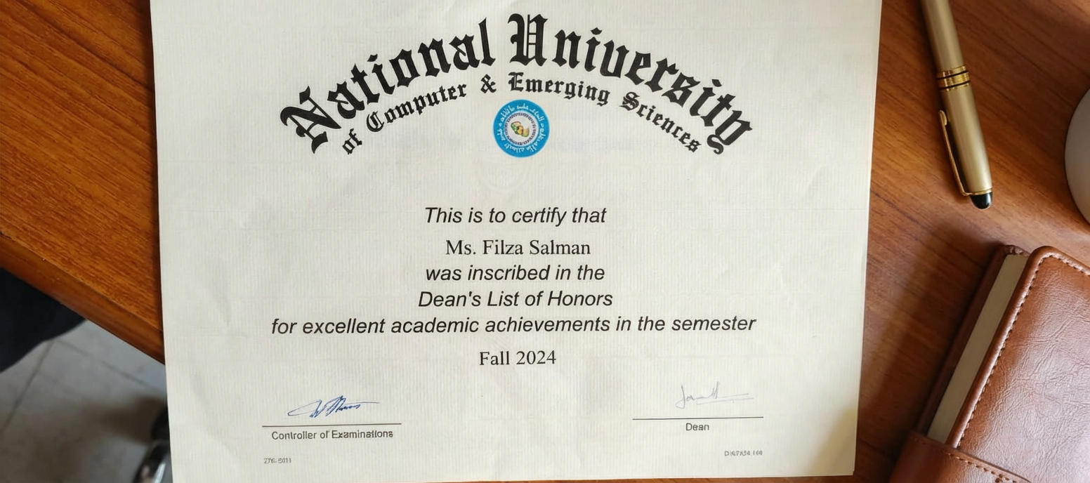 Dean's List Certificate Fall 2024
